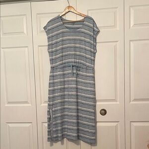 Talbots Blue and White Striped Midi Dress XL